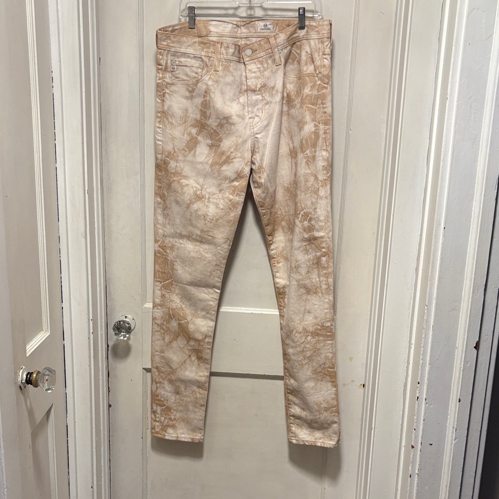 Ag Adriano Goldschmied Tie-Dye Beige and White Jeans New Without Tags 32 x 32